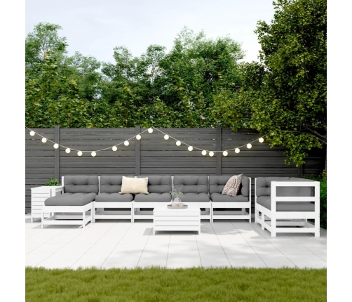 10-Daļīgs Dārza Dīvānu Komplekts, Balts Priedes Masīvkoks Vidaxl