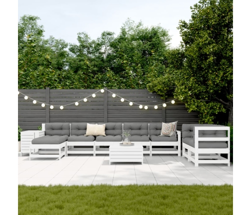 10-Daļīgs Dārza Dīvānu Komplekts, Balts Priedes Masīvkoks Vidaxl