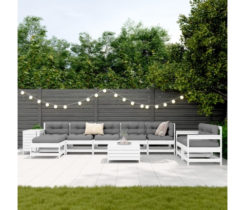 10-Daļīgs Dārza Dīvānu Komplekts, Balts Priedes Masīvkoks Vidaxl