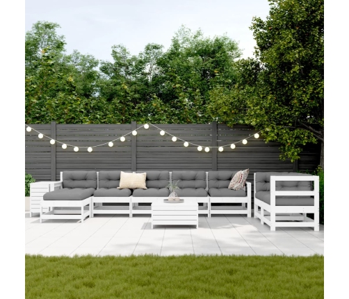 10-Daļīgs Dārza Dīvānu Komplekts, Balts Priedes Masīvkoks Vidaxl