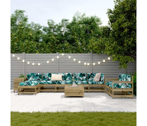 vidaXL 10-daļīgs dārza dīvānu komplekts, impregnēts priedes koks