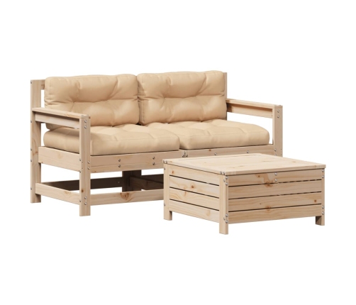 vidaXL 3-daļīgs dārza atpūtas mēbeļu komplekts ar matračiem, priede