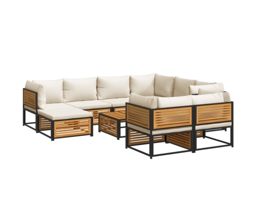 vidaXL 10-daļīgs dārza atpūtas mēbeļu komplekts ar matračiem, akācija