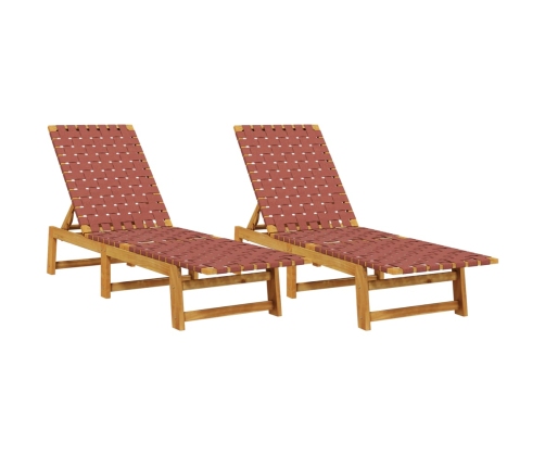 Sauļošanās Zviļņi, 2 Gb., Sarkani, Akācijas Masīvkoks Un Audums Vidaxl