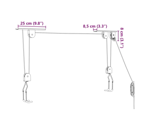vidaXL velosipēdu pacēlāji ar griestu stiprinājumu, 2 gab., 20 kg