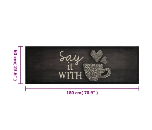 vidaXL virtuves paklājs, mazgājams, krūzes dizains, 60x180 cm, samts