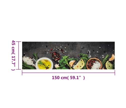 Virtuves Paklājs, Mazgājams, Garšvielu Apdruka, 45X150 Cm Vidaxl