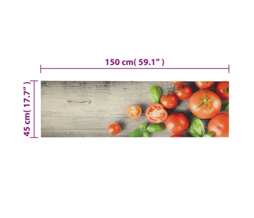 Virtuves Paklājs, Mazgājams, Tomātu Apdruka, 45X150 Cm, Samts Vidaxl