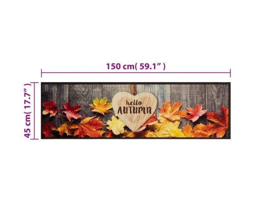 vidaXL virtuves paklājs, mazgājams, rudens apdruka, 45x150 cm, samts