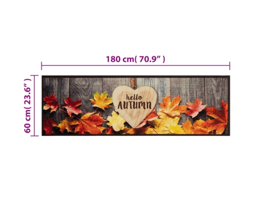 vidaXL virtuves paklājs, mazgājams, rudens apdruka, 60x180 cm, samts