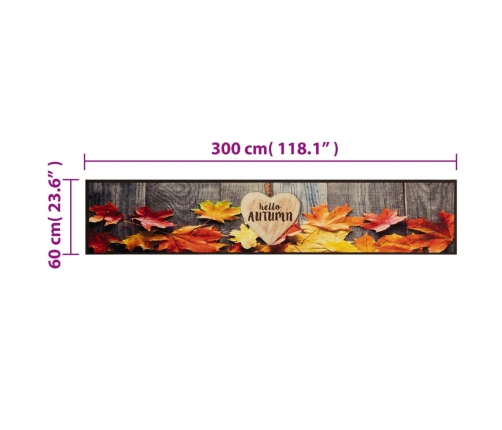 vidaXL virtuves paklājs, mazgājams, rudens apdruka, 60x300 cm, samts