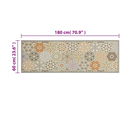vidaXL virtuves paklājs, mazgājams, sešstūru apdruka, 60x180 cm, samts