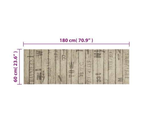 vidaXL virtuves paklājs, mazgājams, žoga apdruka, 60x180 cm, samts