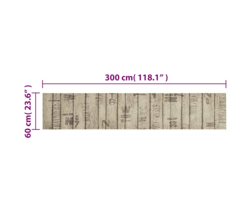 vidaXL virtuves paklājs, mazgājams, žoga apdruka, 60x300 cm, samts