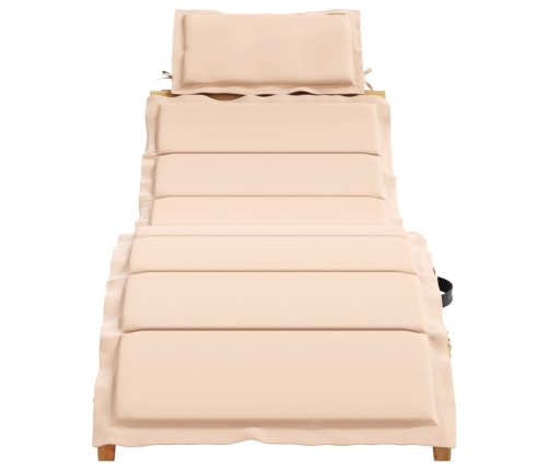 Sauļošanās Zvilņi Ar Matraci, 2 Gab., Bēši, Akācijas Masīvkoks Vidaxl