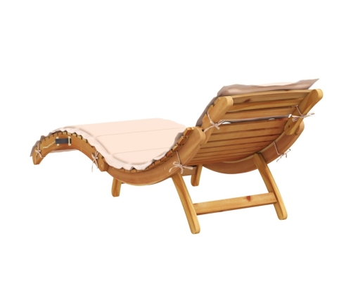 Sauļošanās Zvilņi Ar Matraci, 2 Gab., Bēši, Akācijas Masīvkoks Vidaxl