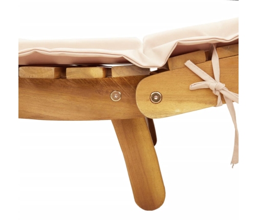 Sauļošanās Zvilņi Ar Matraci, 2 Gab., Bēši, Akācijas Masīvkoks Vidaxl