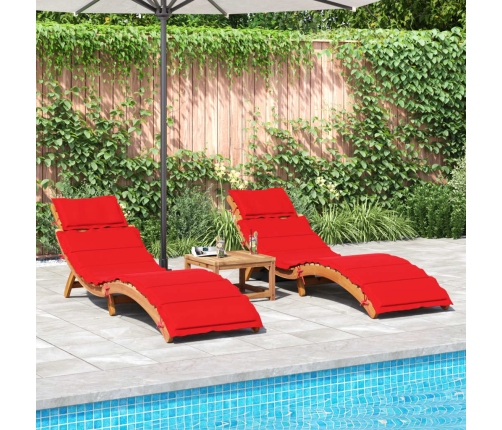 Sauļošanās Zvilņi Ar Matraci, 2 Gab., Sarkans, Akācija Vidaxl