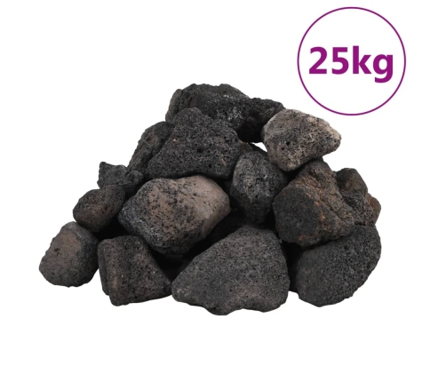 vidaXL vulkāniskie ieži, 25 kg, melni, 5-8 cm