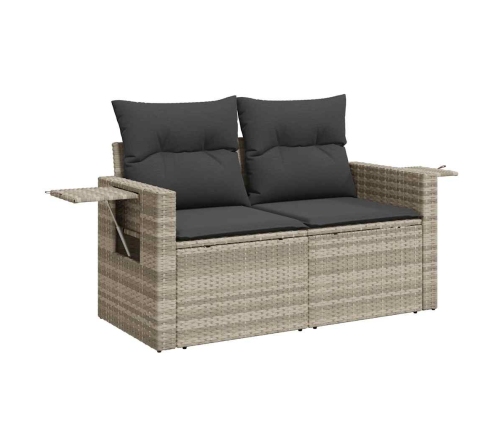 vidaXL 10-daļīgs dārza dīvāna komplekts ar matračiem, pelēka PE pinums