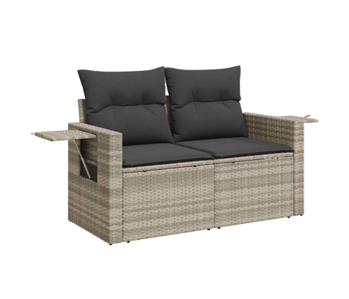 vidaXL 11-daļīgs dārza dīvāna komplekts ar matračiem, pelēka PE pinums