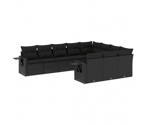 10-Daļīgs Dārza Dīvāna Komplekts, Matrači, Melna Pe Rotangpalma Vidaxl