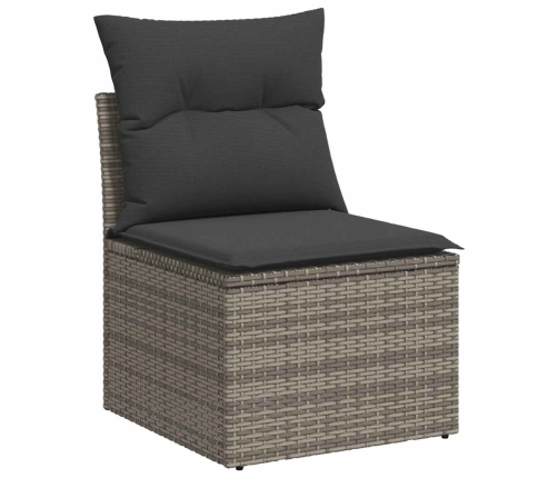 vidaXL 10-daļīgs dārza dīvāna komplekts ar matračiem, pelēka PE pinums