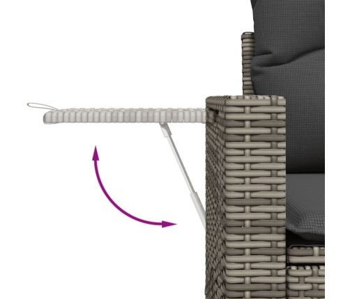 vidaXL 11-daļīgs dārza dīvāna komplekts ar matračiem, pelēks PE pinums