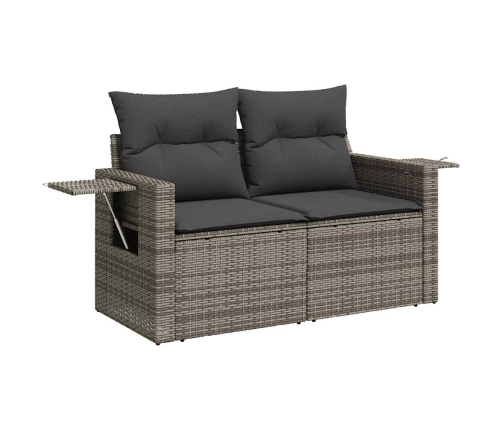 vidaXL 11-daļīgs dārza dīvāna komplekts ar matračiem, pelēka PE pinums