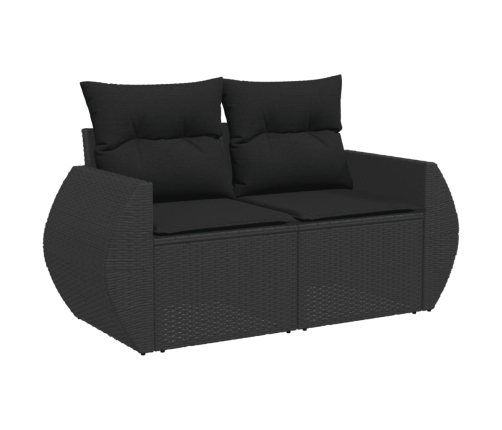 vidaXL 10-daļīgs dārza dīvāna komplekts, matrači, melna PE rotangpalma