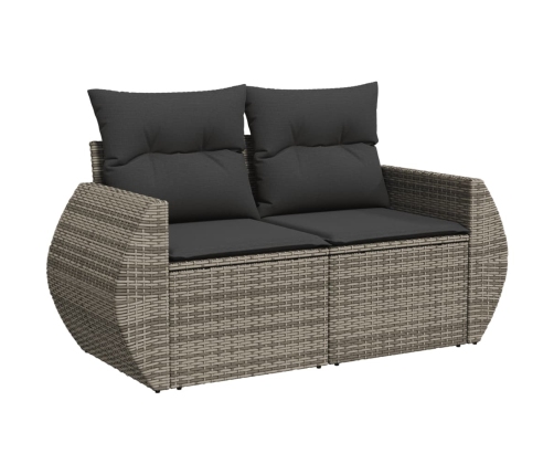 vidaXL 10-daļīgs dārza dīvāna komplekts ar matračiem, pelēks PE pinums