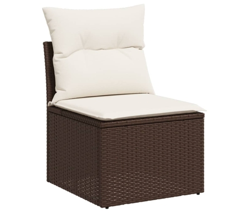 vidaXL 10-daļīgs dārza dīvāna komplekts, matrači, brūna PE rotangpalma