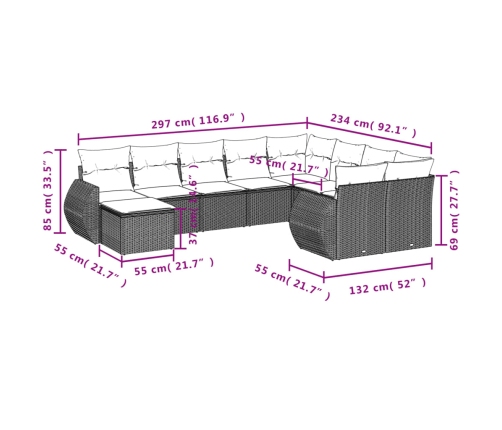 10-Daļīgs Dārza Dīvāna Komplekts, Matrači, Bēša Pe Rotangpalma Vidaxl