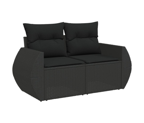 vidaXL 10-daļīgs dārza dīvāna komplekts, matrači, melna PE rotangpalma