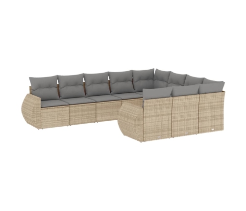 10-Daļīgs Dārza Dīvāna Komplekts, Matrači, Bēša Pe Rotangpalma Vidaxl