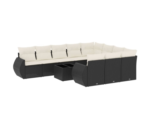 11-Daļīgs Dārza Dīvāna Komplekts, Matrači, Melna Pe Rotangpalma Vidaxl