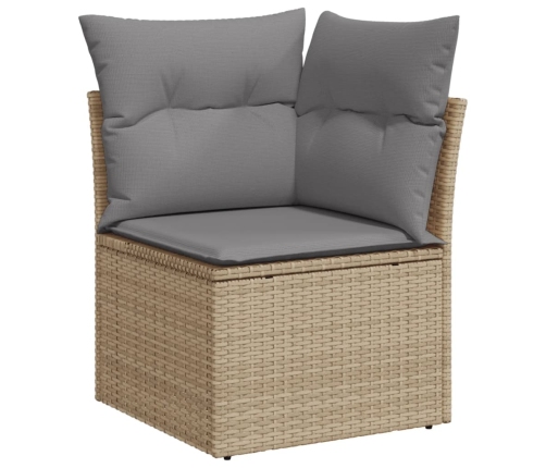 vidaXL 10-daļīgs dārza dīvāna komplekts, matrači, bēša PE rotangpalma