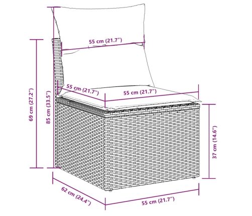 11-Daļīgs Dārza Dīvāna Komplekts Ar Matračiem, Pelēka Pe Pinums Vidaxl
