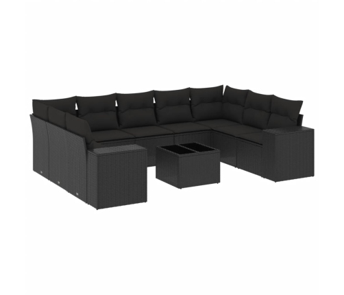 10-Daļīgs Dārza Dīvāna Komplekts, Matrači, Melna Pe Rotangpalma Vidaxl