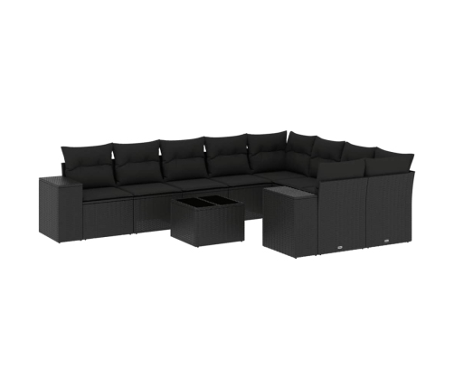 10-Daļīgs Dārza Dīvāna Komplekts, Matrači, Melna Pe Rotangpalma Vidaxl