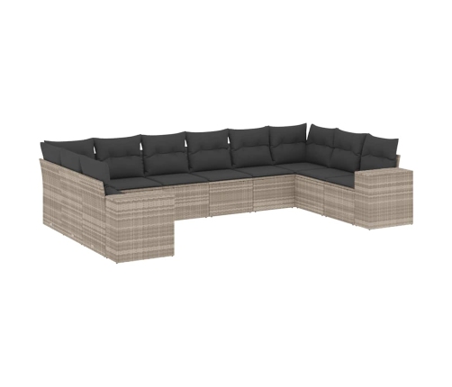 10-Daļīgs Dārza Dīvāna Komplekts Ar Matračiem, Pelēka Pe Pinums Vidaxl