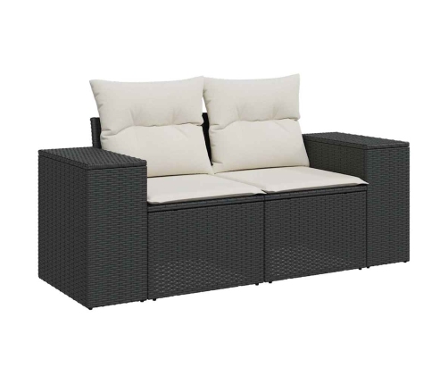 vidaXL 10-daļīgs dārza dīvāna komplekts, matrači, melna PE rotangpalma