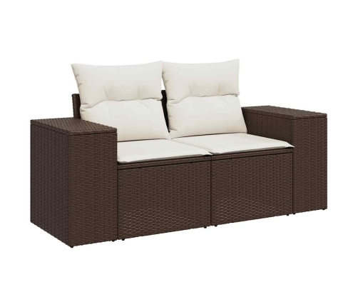 vidaXL 11-daļīgs dārza dīvāna komplekts, matrači, brūna PE rotangpalma