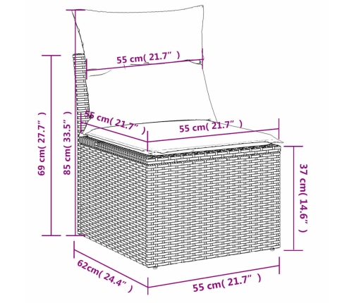 vidaXL 11-daļīgs dārza dīvāna komplekts, matrači, brūna PE rotangpalma