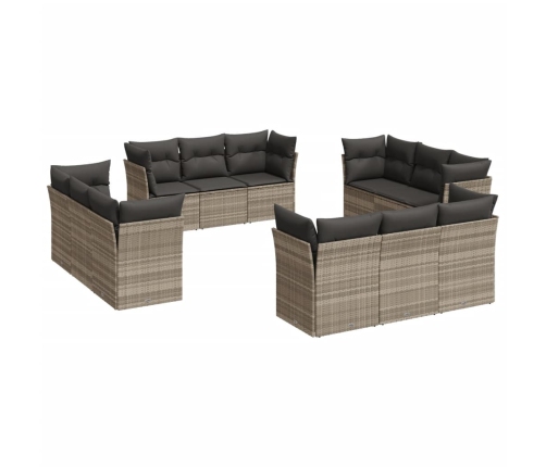 12-Daļīgs Dārza Dīvāna Komplekts Ar Matračiem, Pelēka Pe Pinums Vidaxl