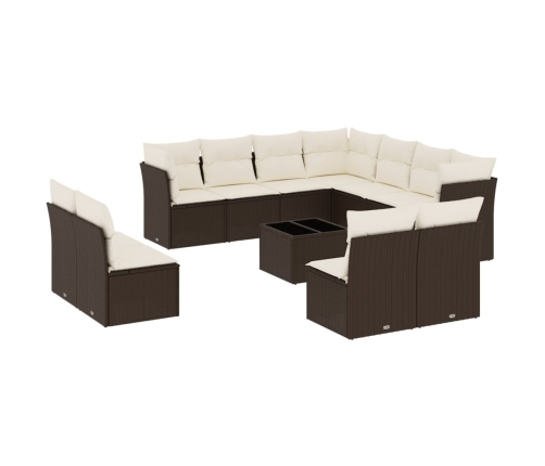 vidaXL 12-daļīgs dārza dīvāna komplekts, matrači, brūna PE rotangpalma