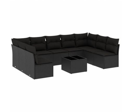10-Daļīgs Dārza Dīvāna Komplekts, Matrači, Melna Pe Rotangpalma Vidaxl