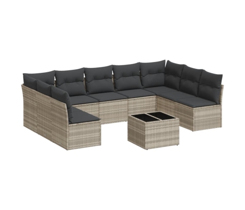 10-Daļīgs Dārza Dīvāna Komplekts Ar Matračiem, Pelēka Pe Pinums Vidaxl