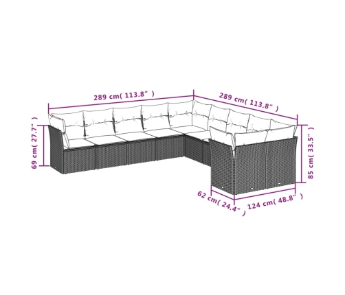 10-Daļīgs Dārza Dīvāna Komplekts, Matrači, Brūna Pe Rotangpalma Vidaxl