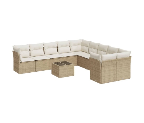 11-Daļīgs Dārza Dīvāna Komplekts, Matrači, Bēša Pe Rotangpalma Vidaxl